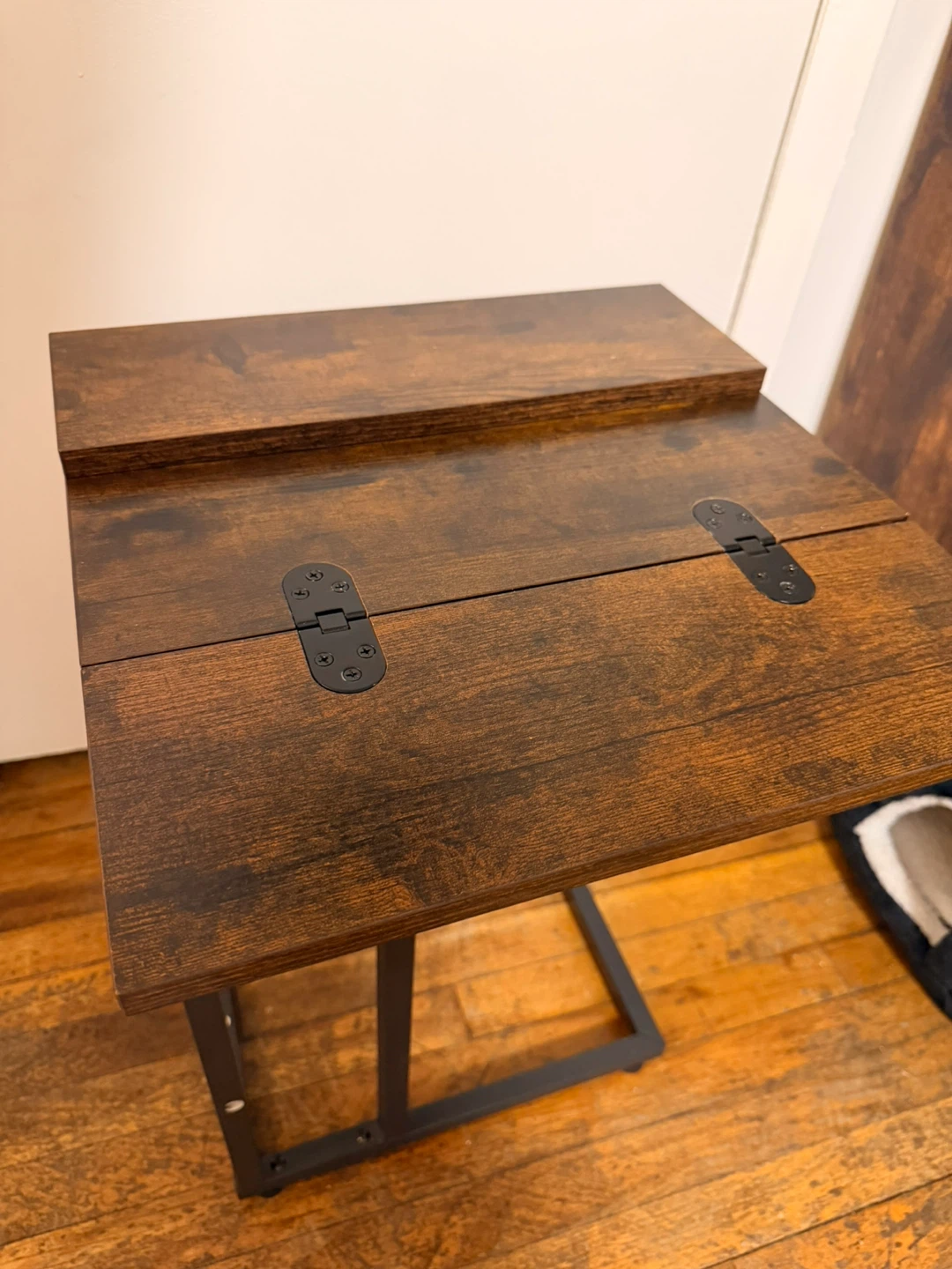 Industrial C-Shaped Side Table with Flip Top - photo 3