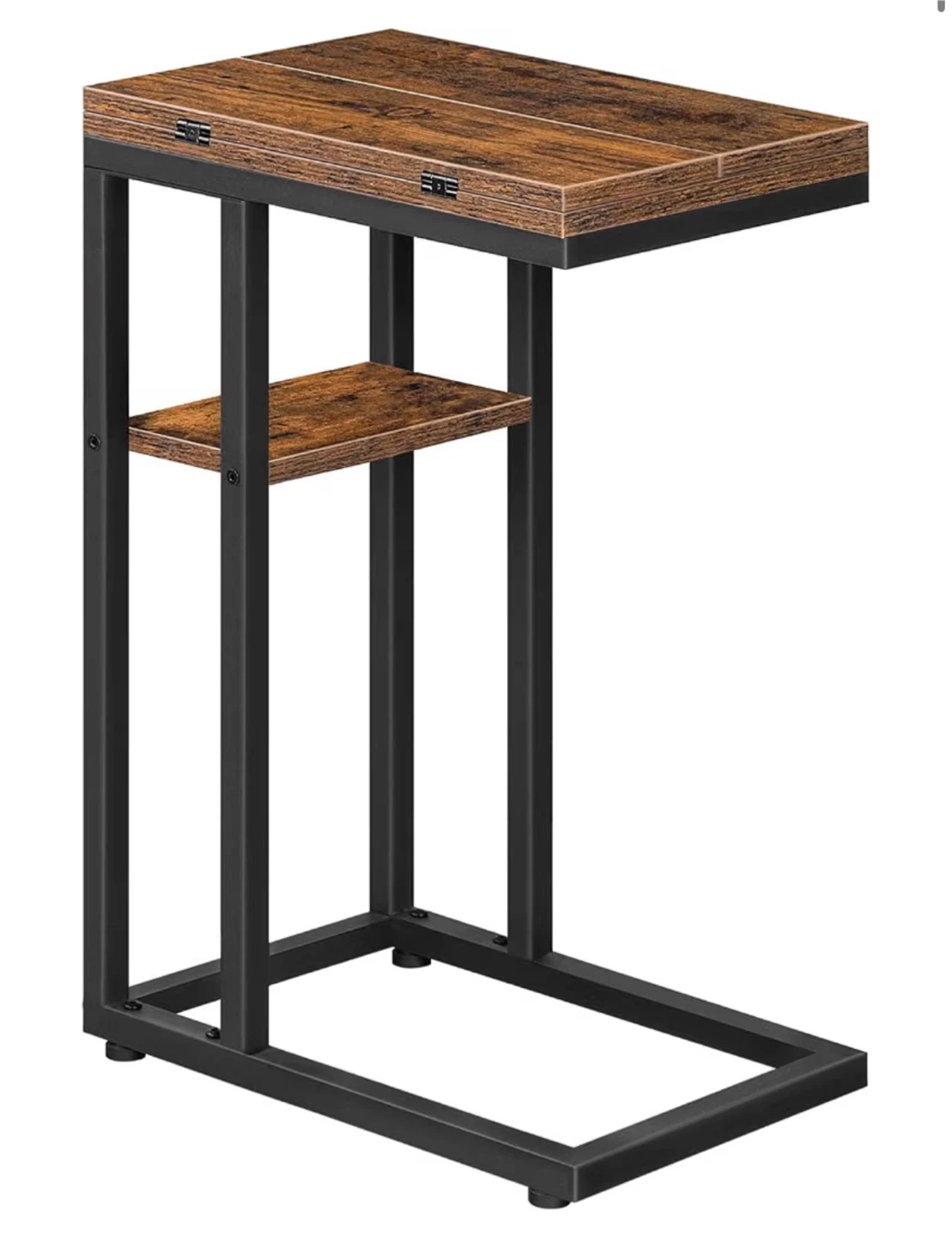 Industrial C-Shaped Side Table with Flip Top - photo 4