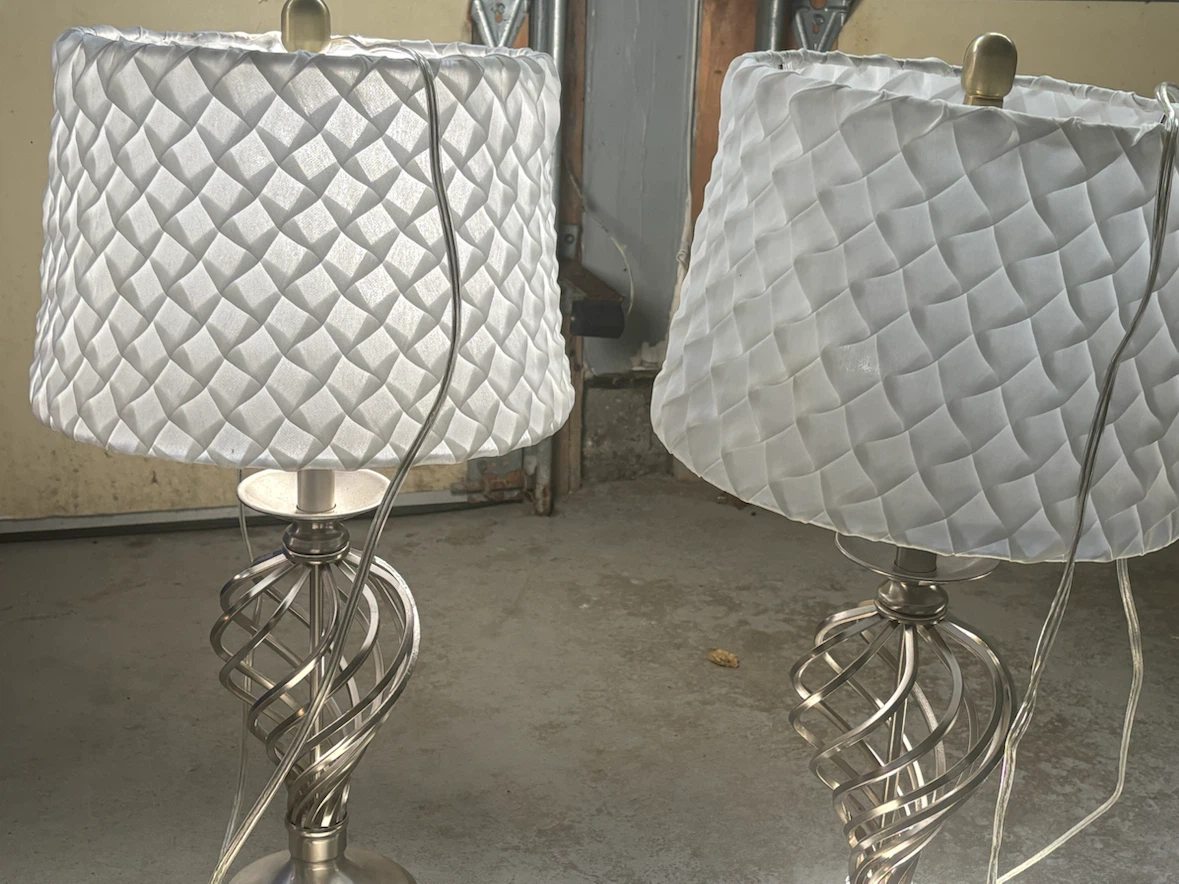 Set of Two Silver Spiral Table Lamps - photo 3