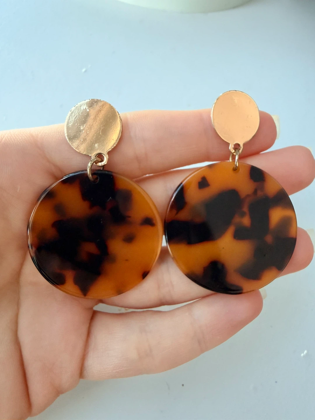 Tortoise Shell Pattern Circle Earrings