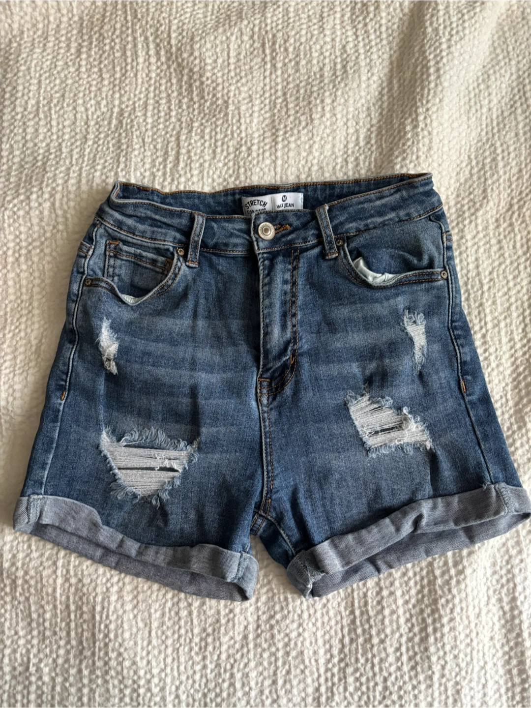 Wax Jean Distressed Denim Shorts Size Medium