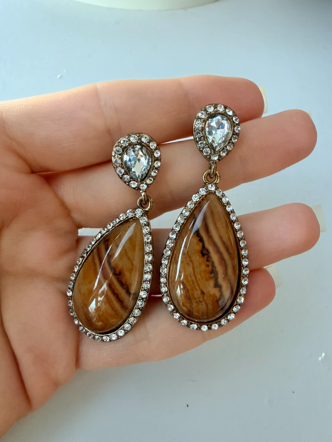 Brown Teardrop Crystal Earrings