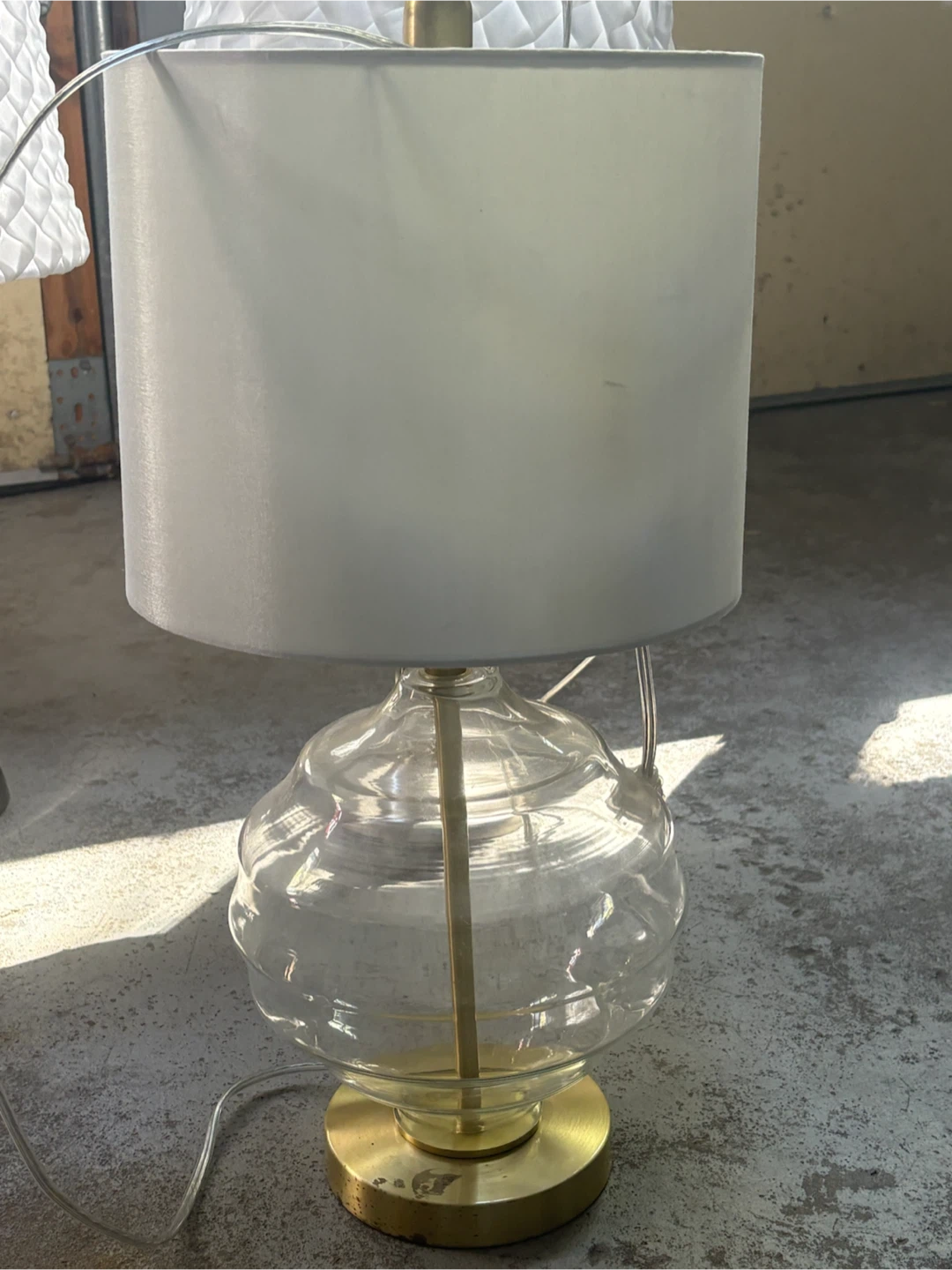 Glass Table Lamp with Gold Base