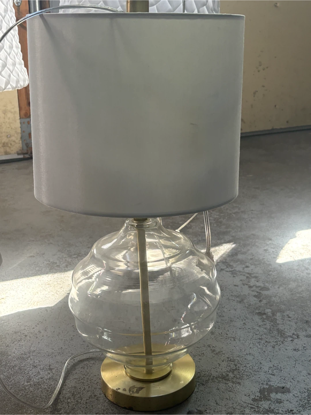 Glass Table Lamp with Gold Base - photo 2