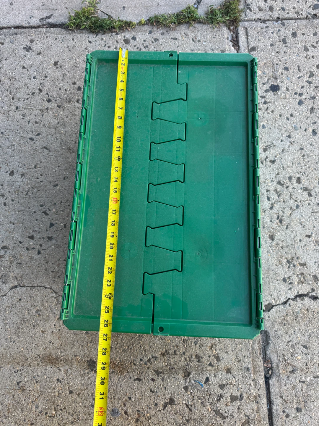 5-Green Plastic Attached Lid Storage Bin 27x17x12
