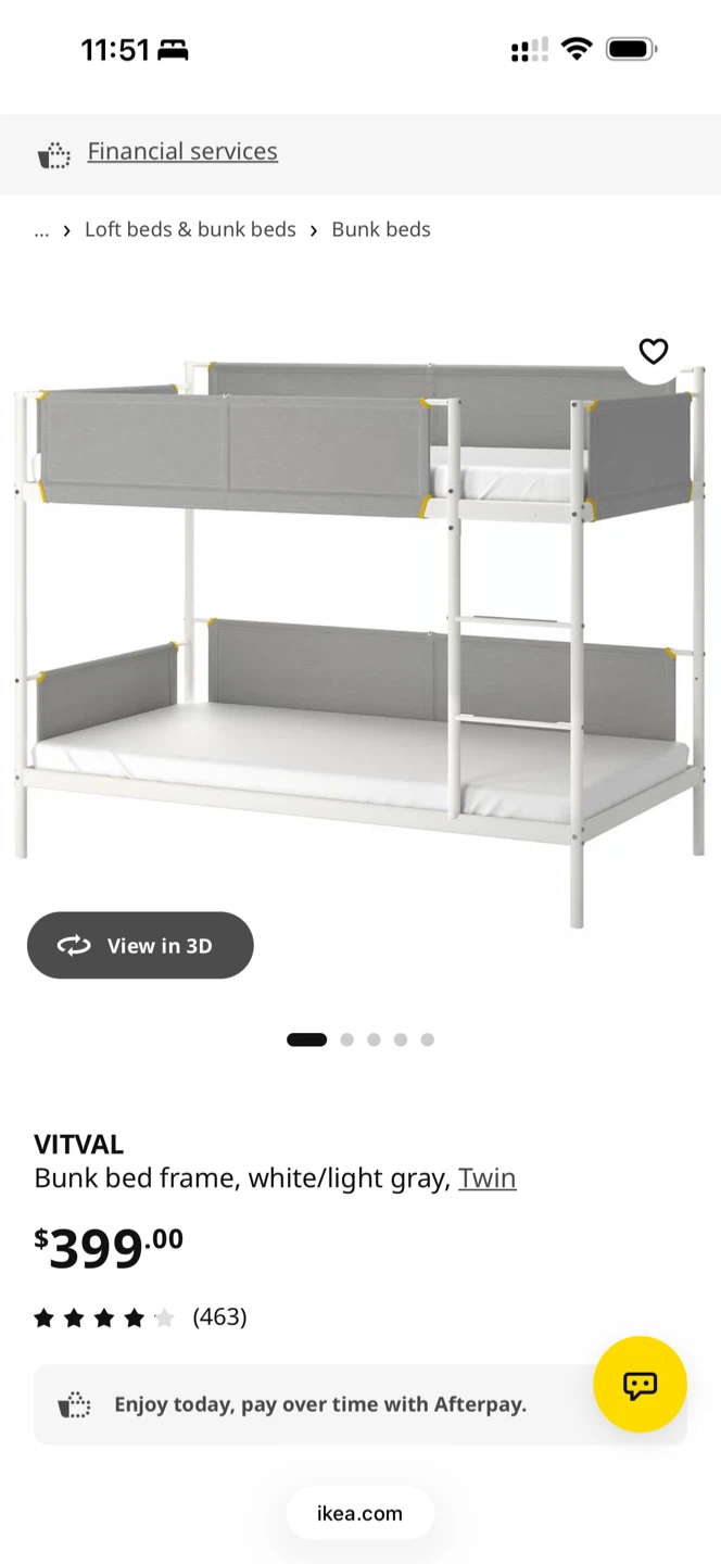 IKEA VITVAL Bunk bed frame, white/light gray, Twin - photo 2