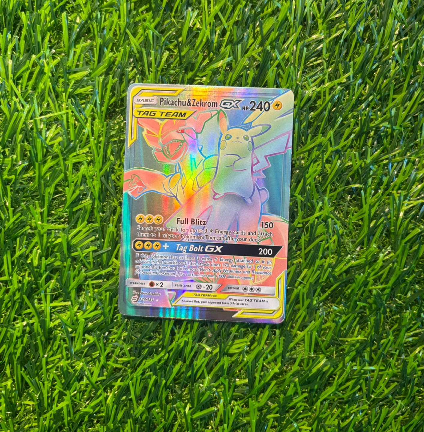 Pikachu & Zekrom GX Rainbow Rare Pokemon Card