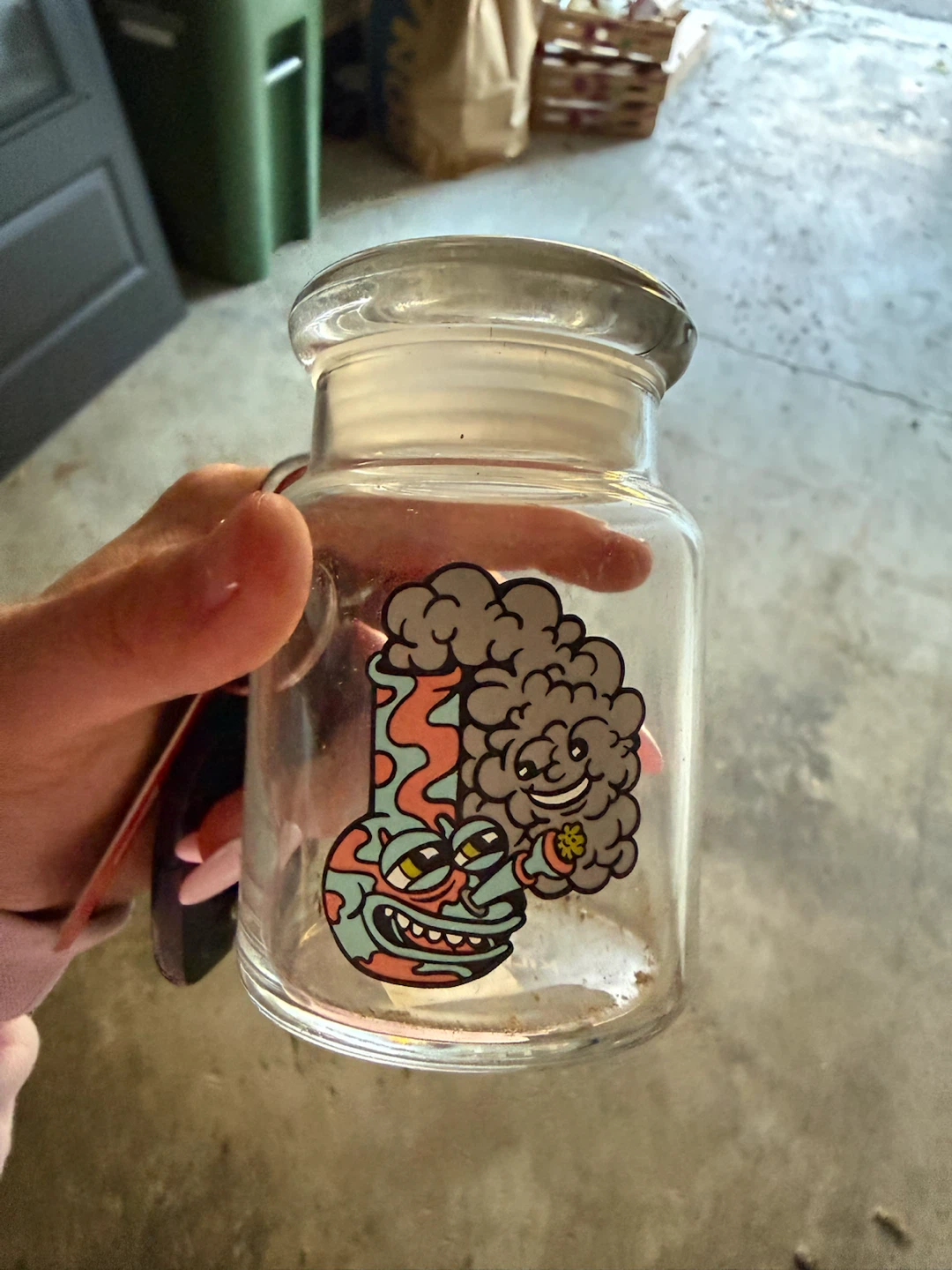 Illustrated Glass Storage Jar