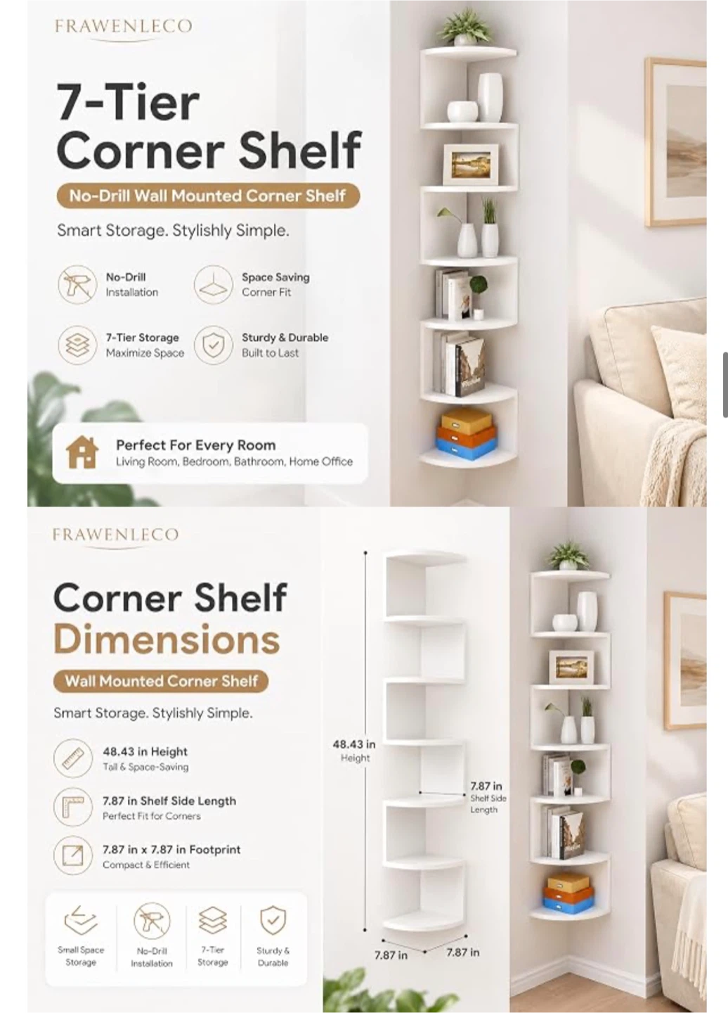 7-Tier Corner Shelf White - photo 5