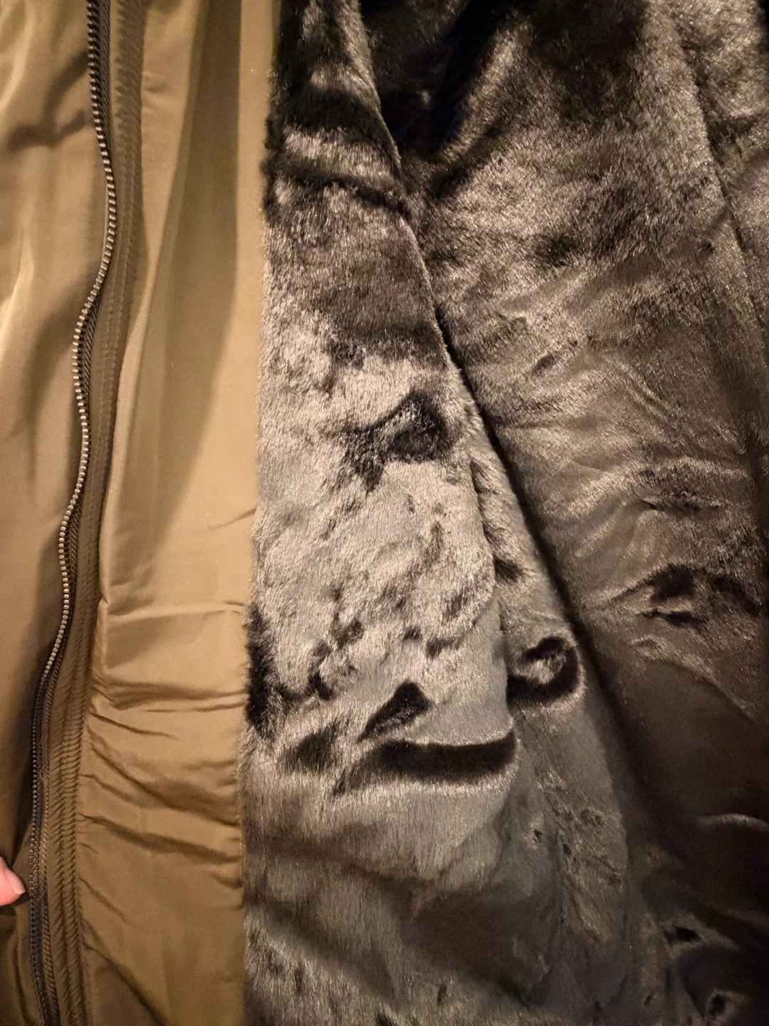 Olive Long Bomber Utility Coat with Wool-Blend Sleeves - photo 4