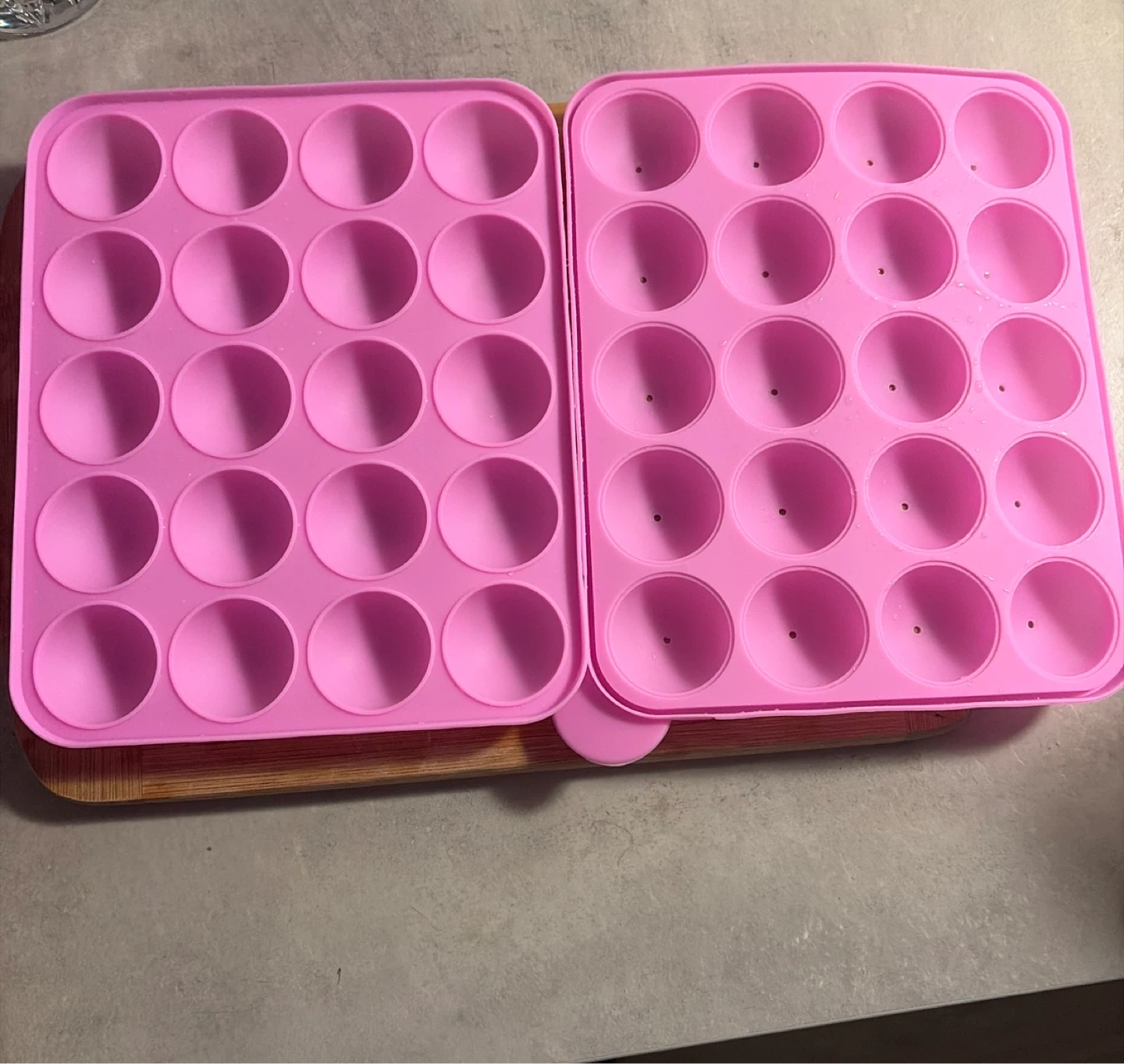 Pink silicone cake pop mould