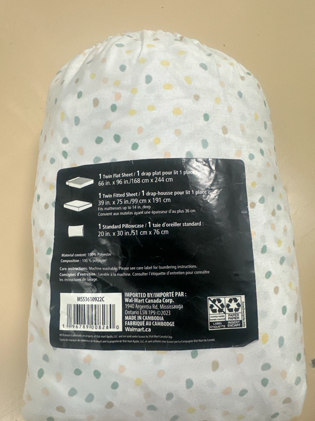 Mainstays Twin Sheet Set - Polka Dot