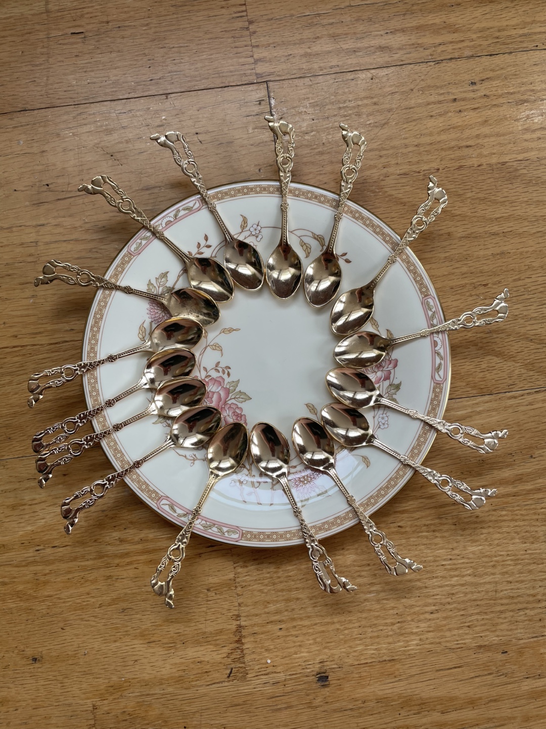 16 Vintage Gold Plated Camel Tea Spoons