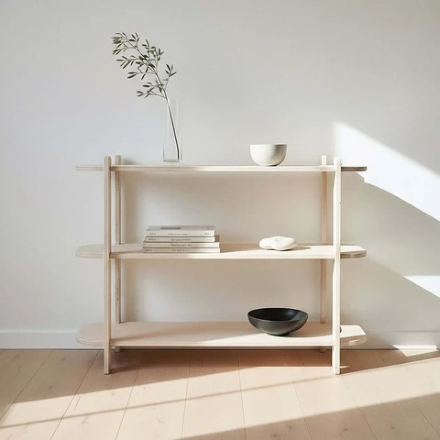 unfnshed Large 3-Tier Wooden Shelving Unit