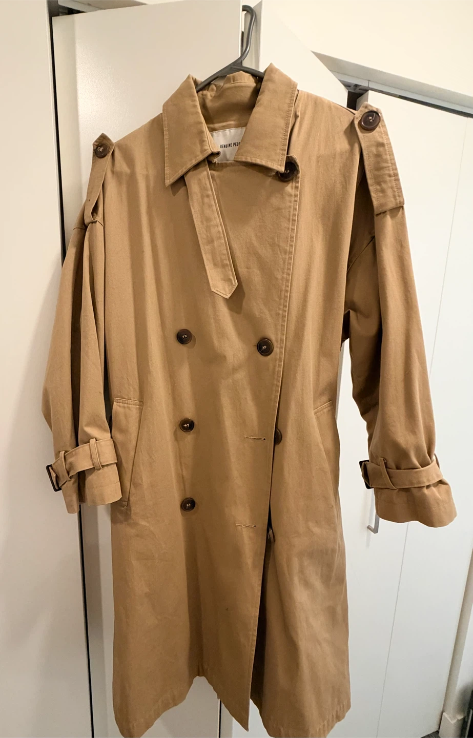 Camel Double-Breasted Trench Coat - New Without Tags