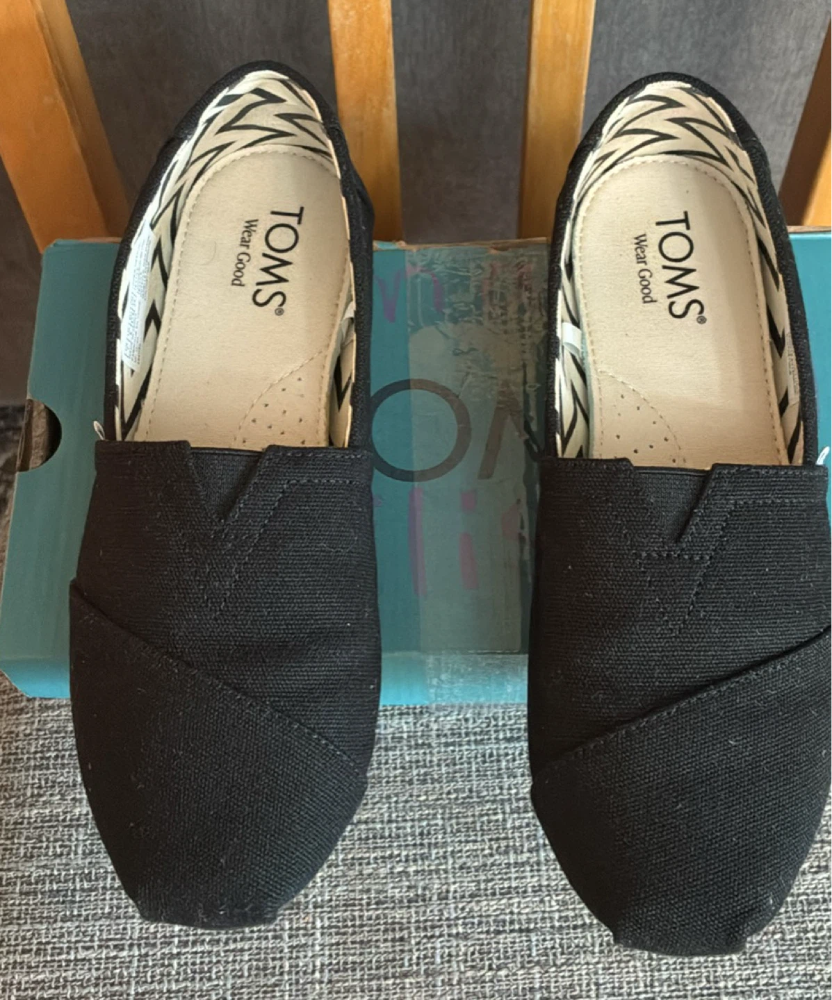 New TOMS Classic Canvas Shoes Black - Women's Size 7