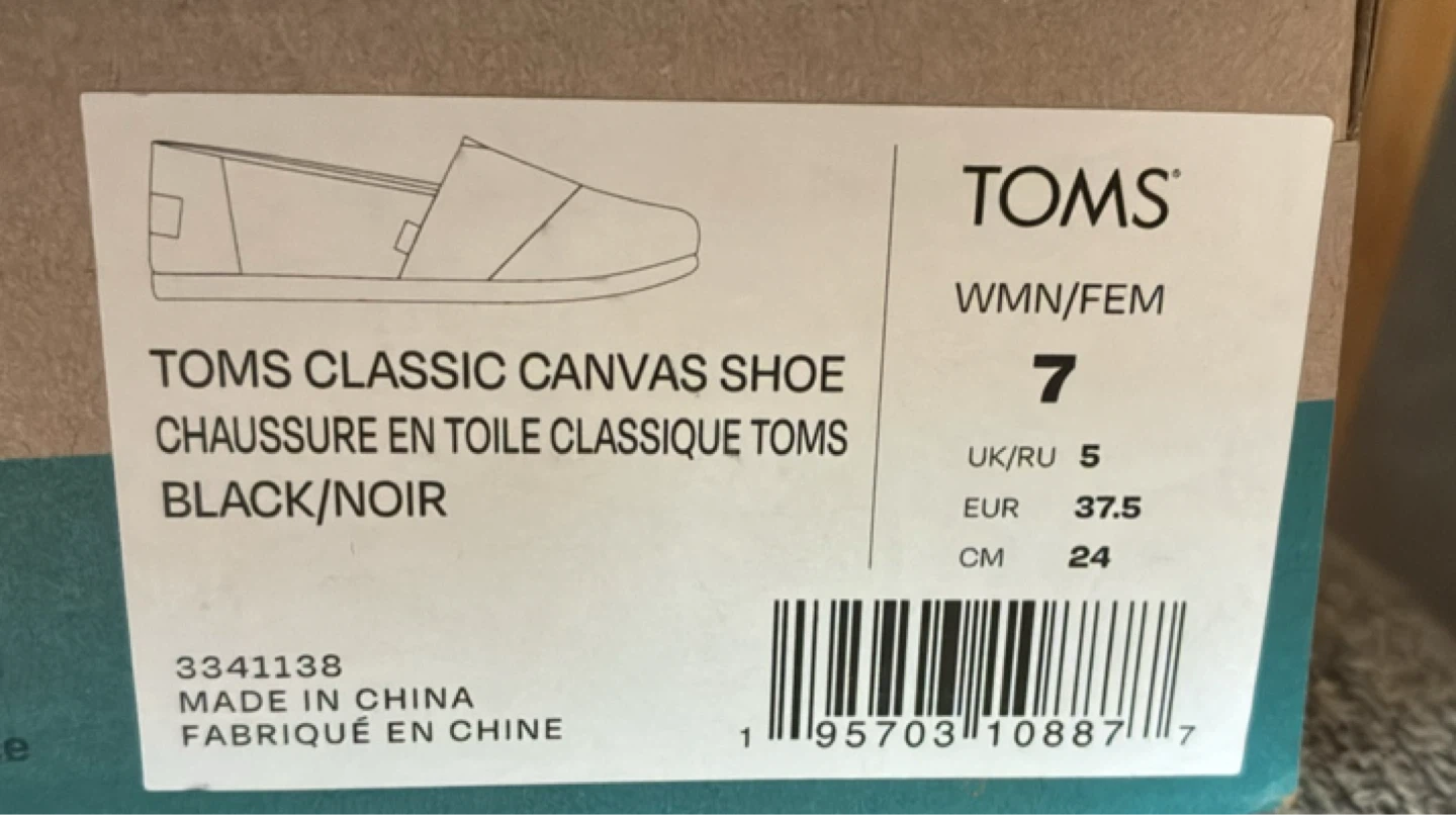 New TOMS Classic Canvas Shoes Black - Women's Size 7 - photo 5