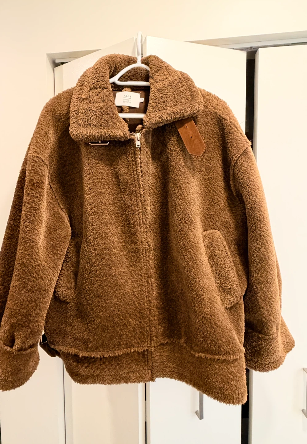 Brown Oversized Teddy Sherpa Jacket - Faux Shearling Style