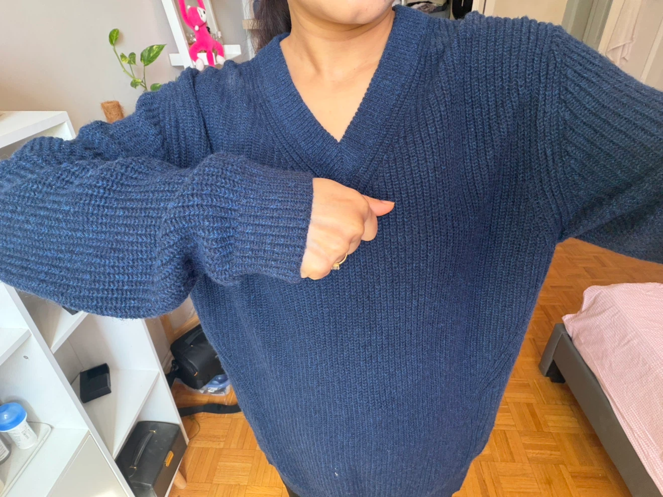 Navy Blue V-Neck Sweater - photo 2