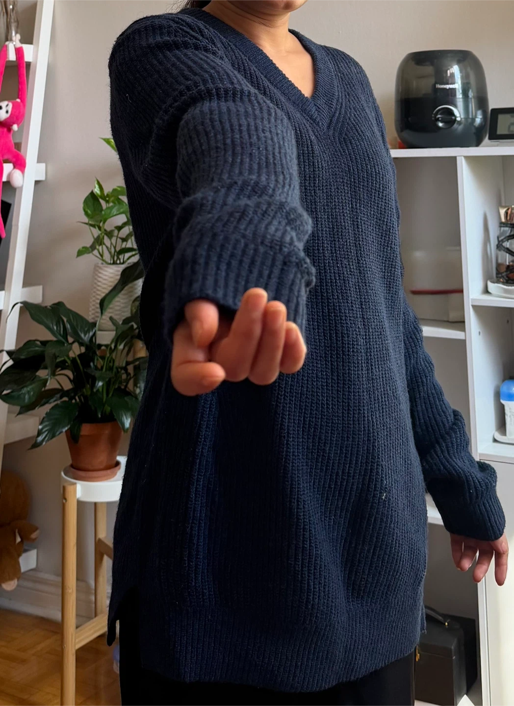 Navy Blue V-Neck Sweater - photo 4