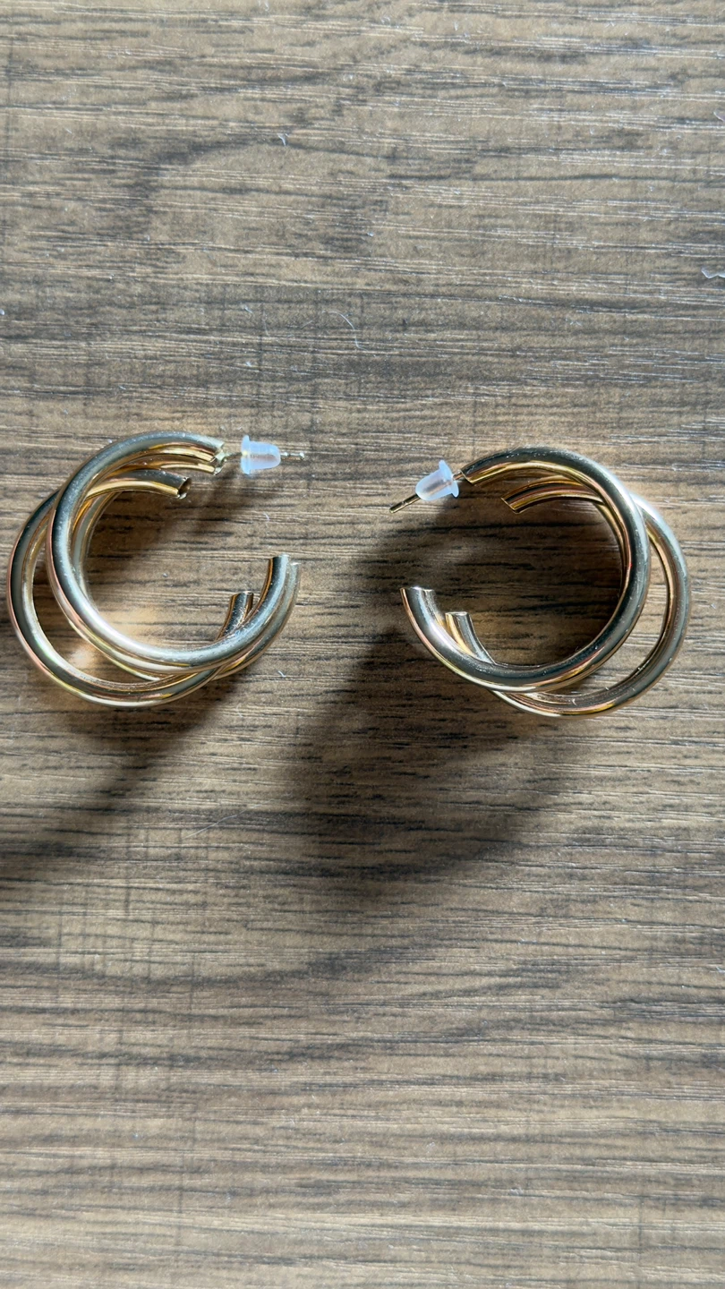 New, Never Worn Gold-Tone Multi-Loop Hoop Earrings