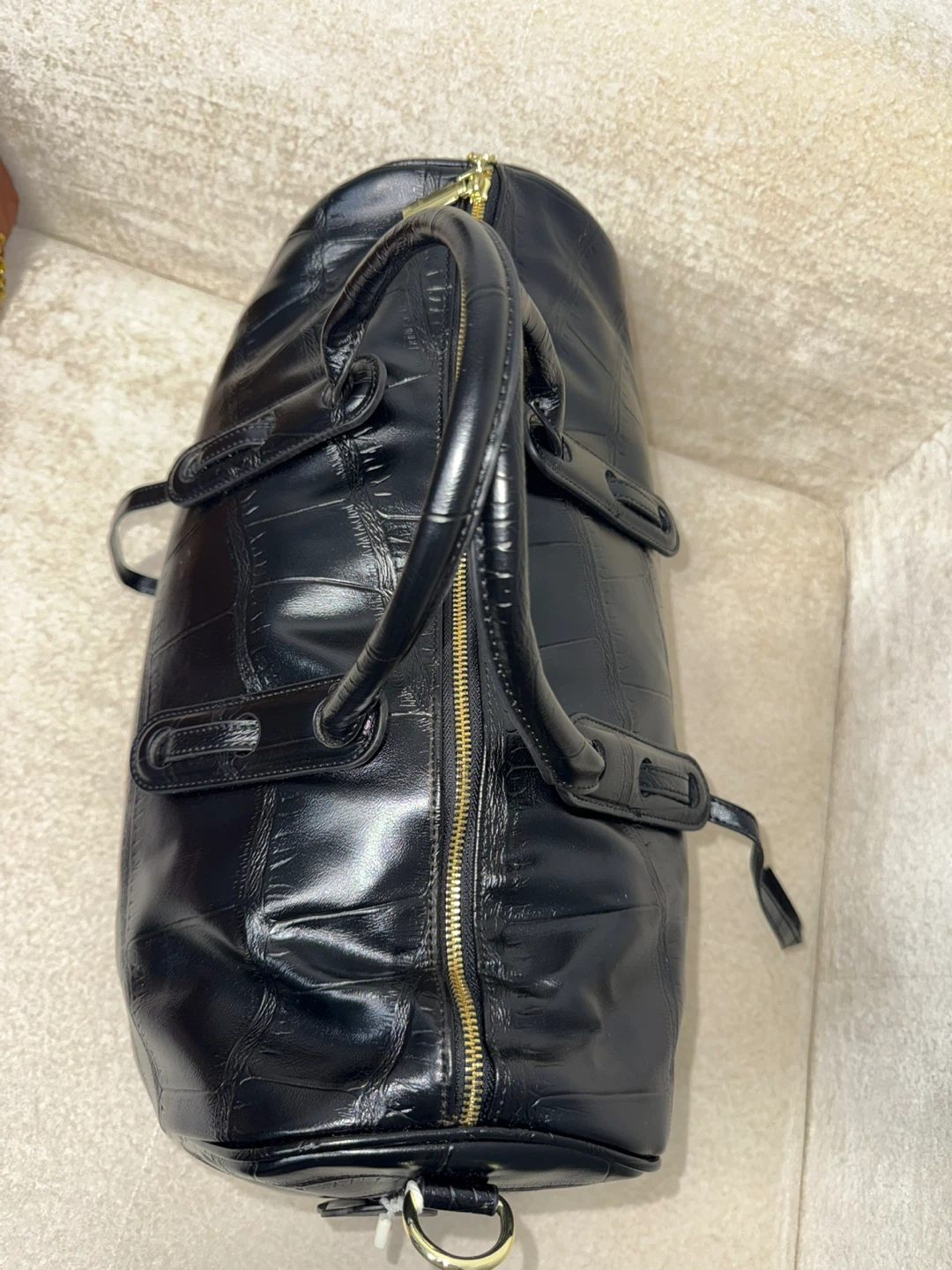 Black Croc-Embossed Duffel Bag - photo 2