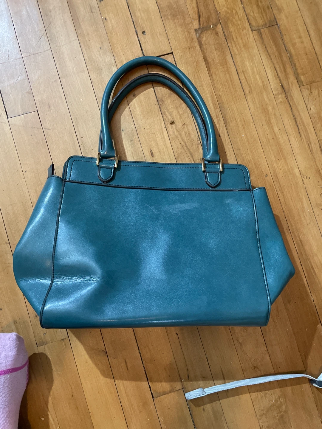 Teal faux leather handbag - photo 2