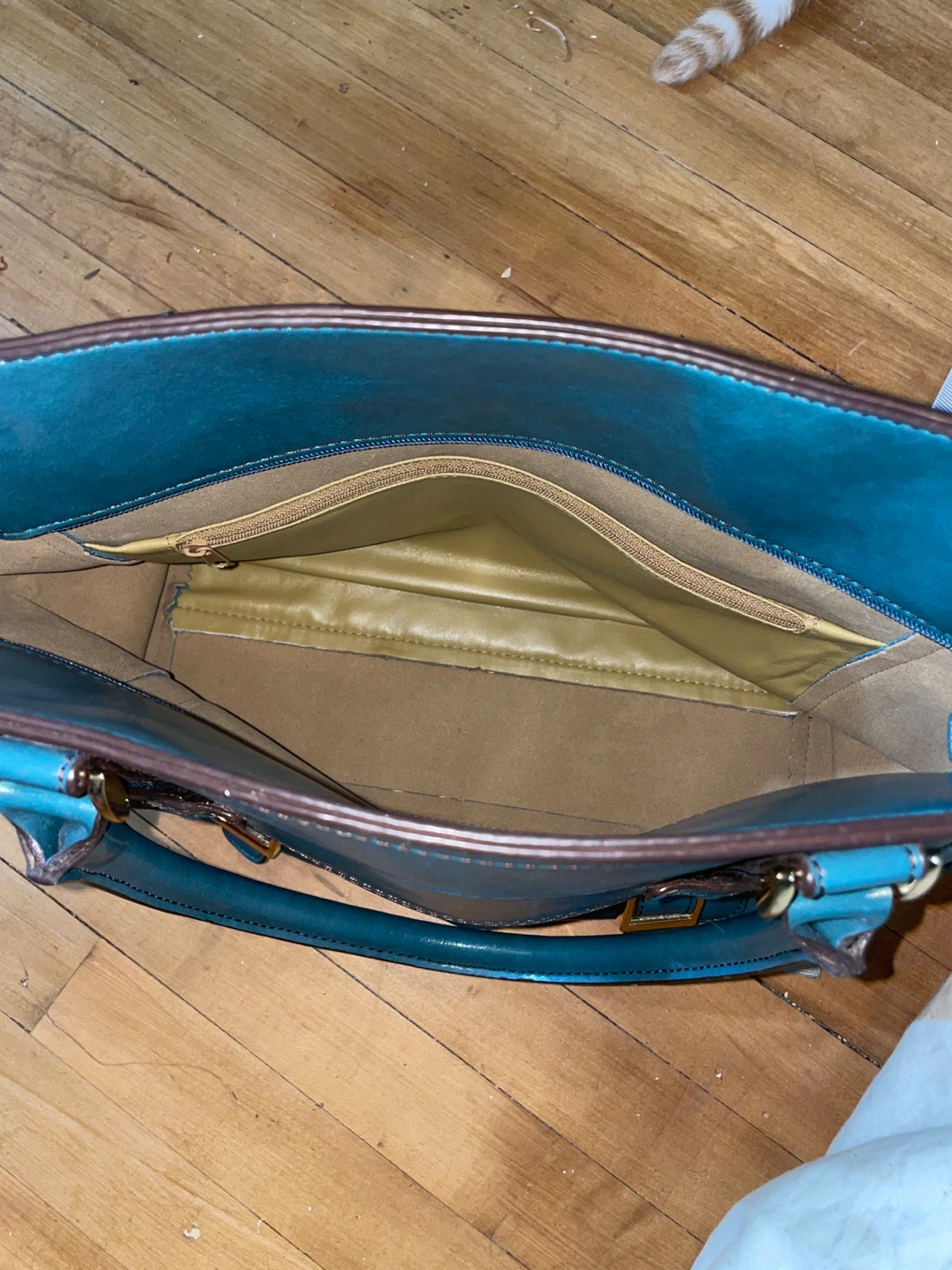 Teal faux leather handbag - photo 3