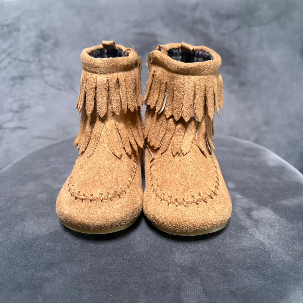 Toddler Brown Fringed Moccasin Boots Size 5
