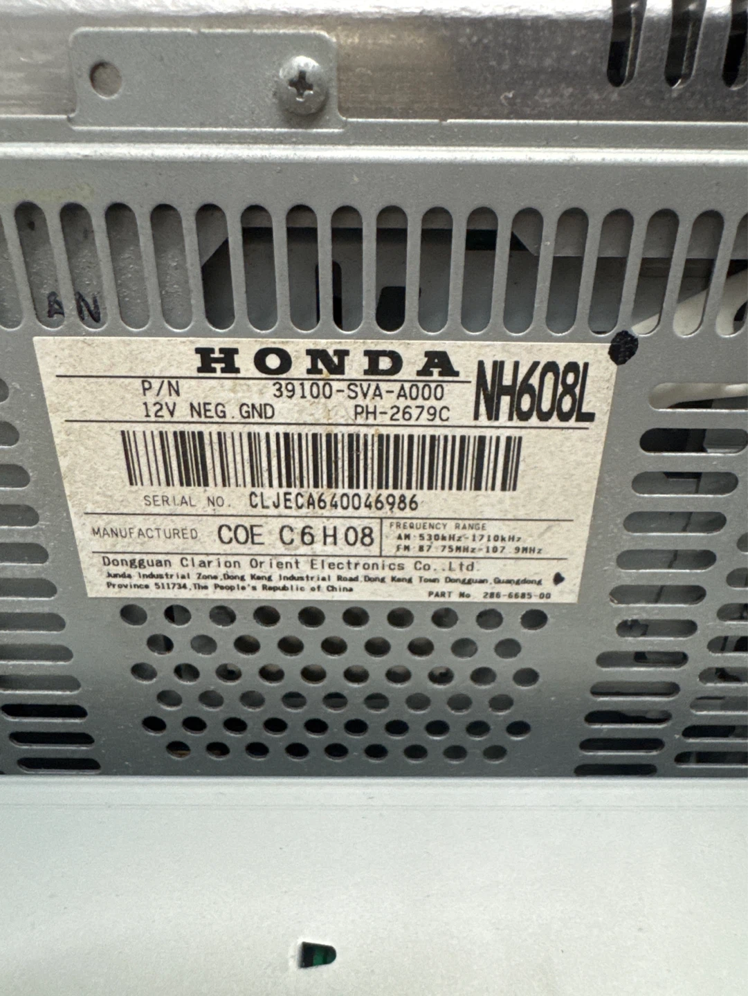 Honda Civic OEM Factory Radio Head Unit NH608L - photo 2