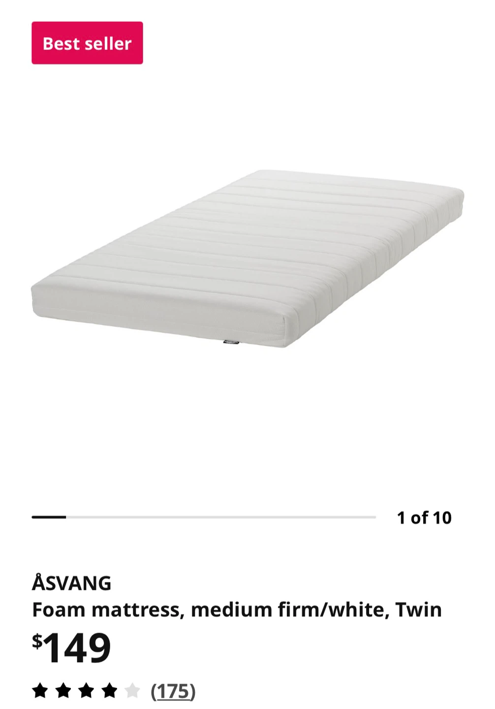 IKEA one firm off white foam twin Mattress