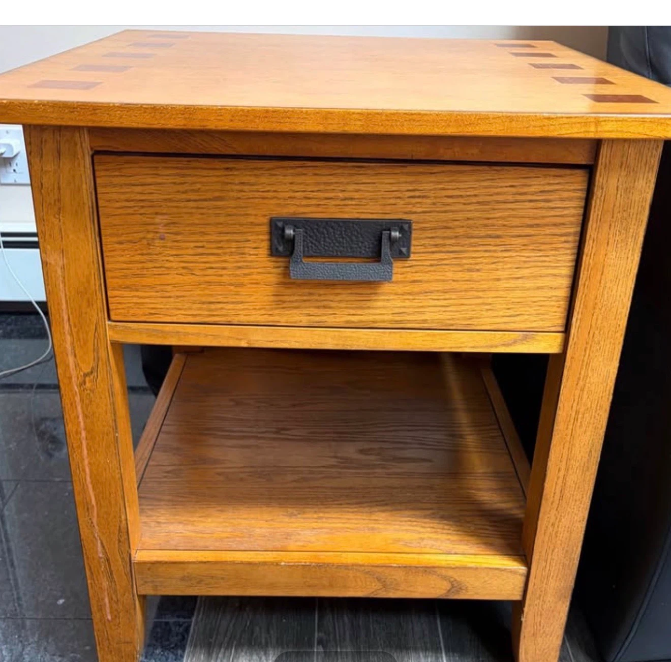 Solid Oak End Tables with Drawer