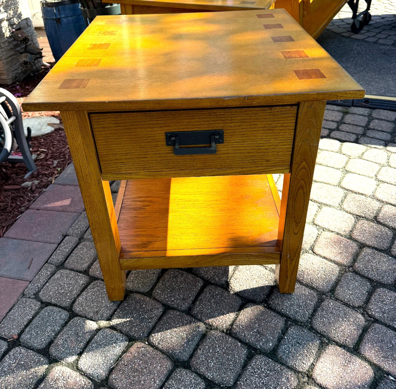 Solid Oak End Tables with Drawer - photo 4
