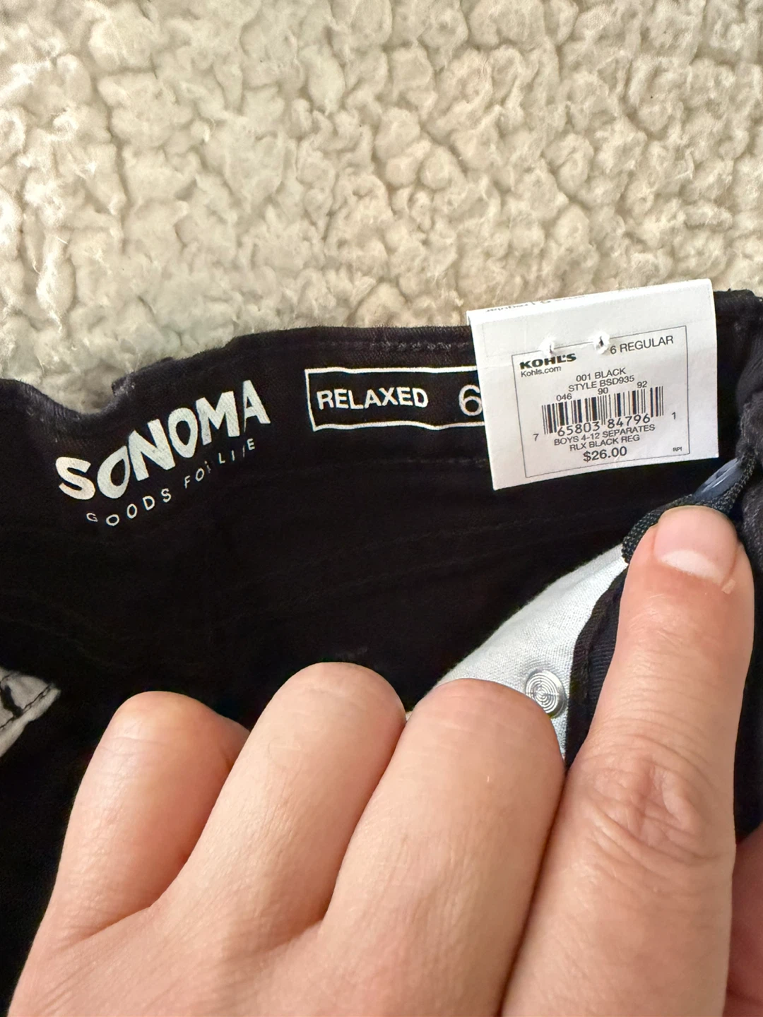 Sonoma Boys Relaxed Fit Jeans Black Size 6 Regular - photo 2