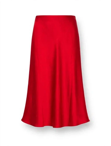 Ann Taylor Loft Red Satin Midi Skirt XS - photo 2