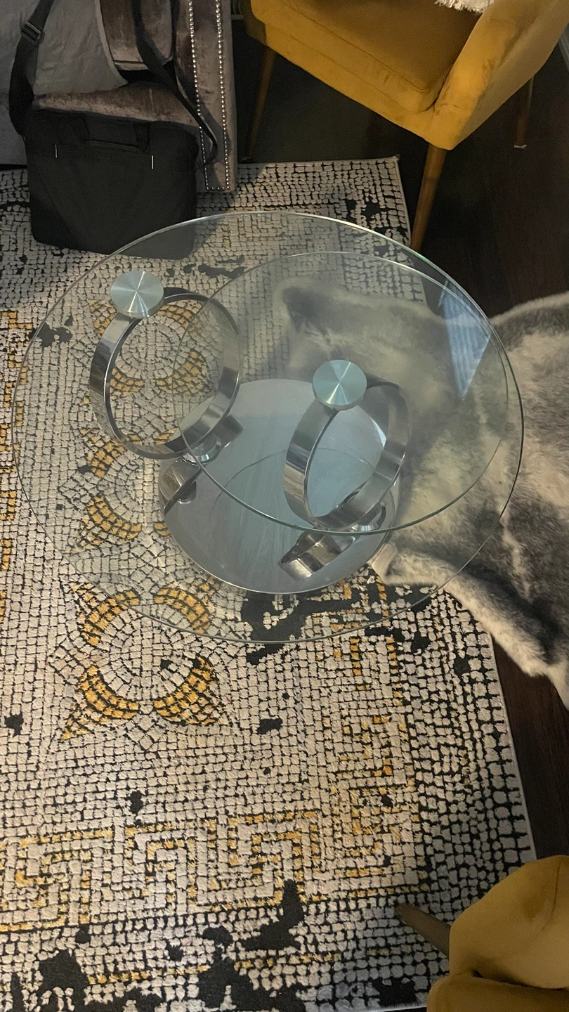 Modern tiered glass and chrome coffee table