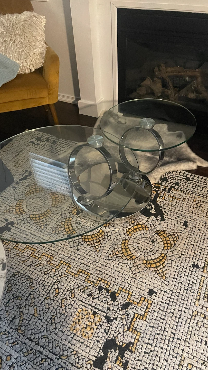 Modern tiered glass and chrome coffee table - photo 2