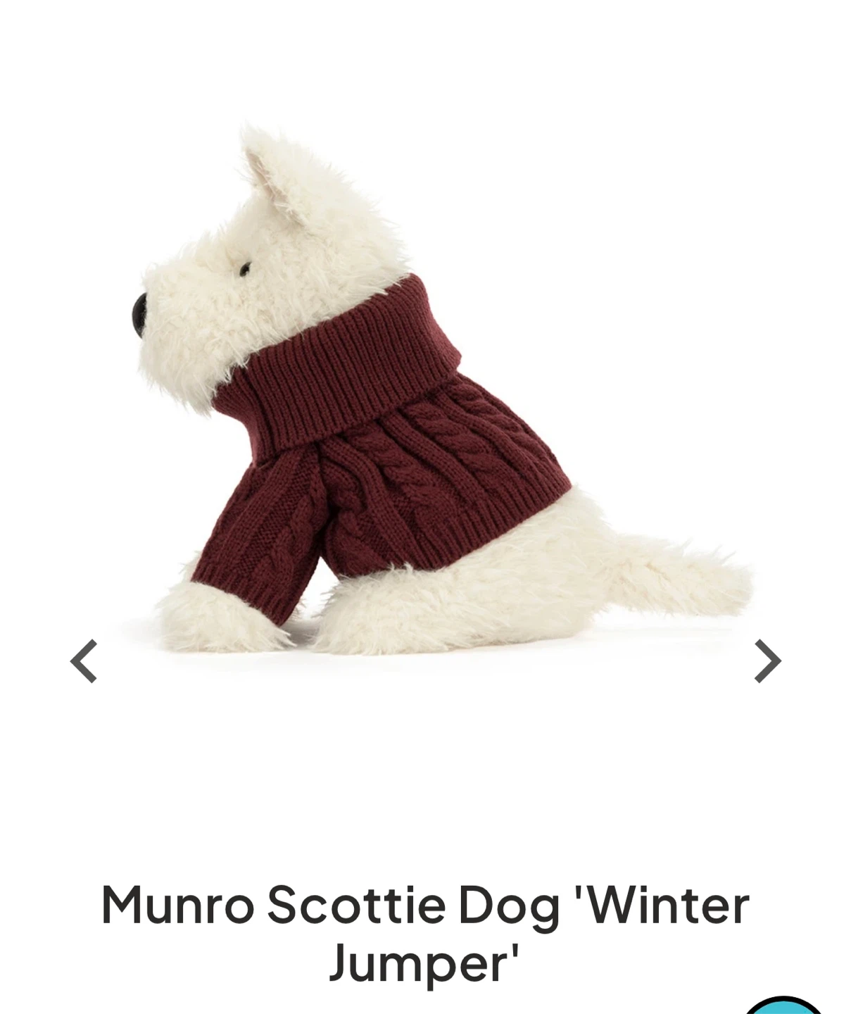 Jellycat Munro Scottie Dog Winter Jumper Plush - photo 4