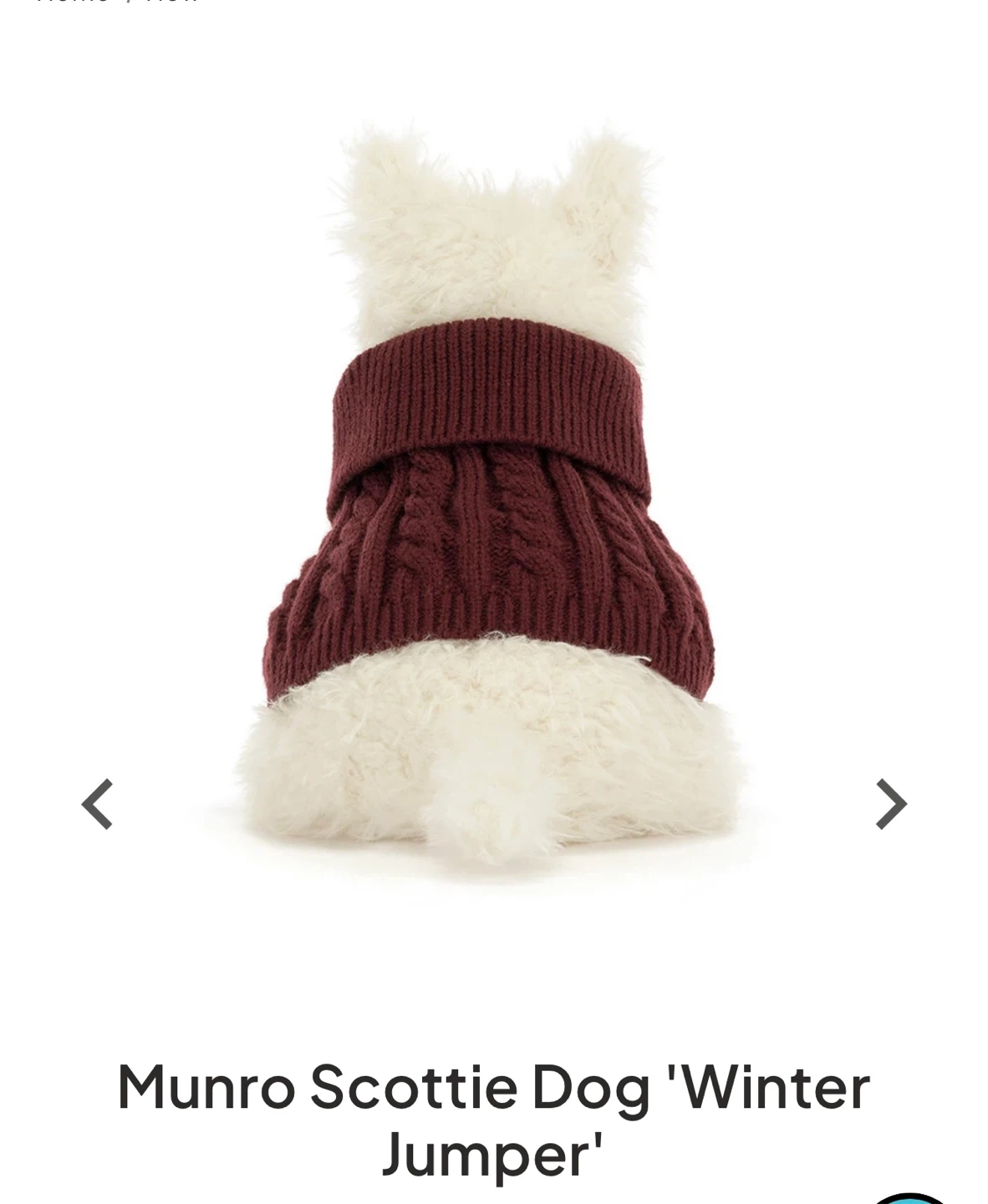 Jellycat Munro Scottie Dog Winter Jumper Plush - photo 5