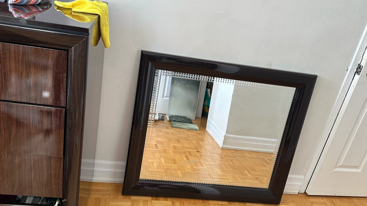 Decorative Wall Mirror with Dark Wood Frame - photo 2
