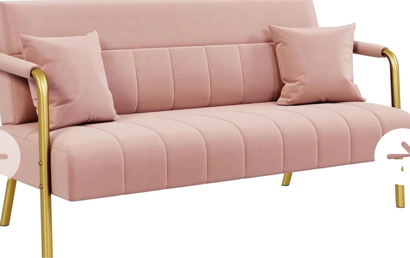 Pink Velvet Loveseat with Gold-Tone Legs