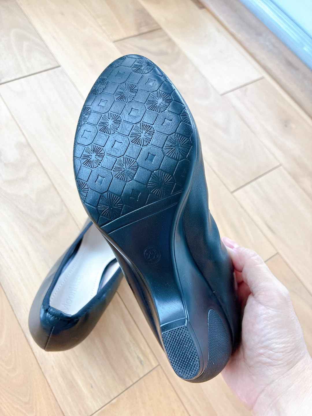Moonbasa Black Leather Wedge Heels , heel height 6cm - photo 4