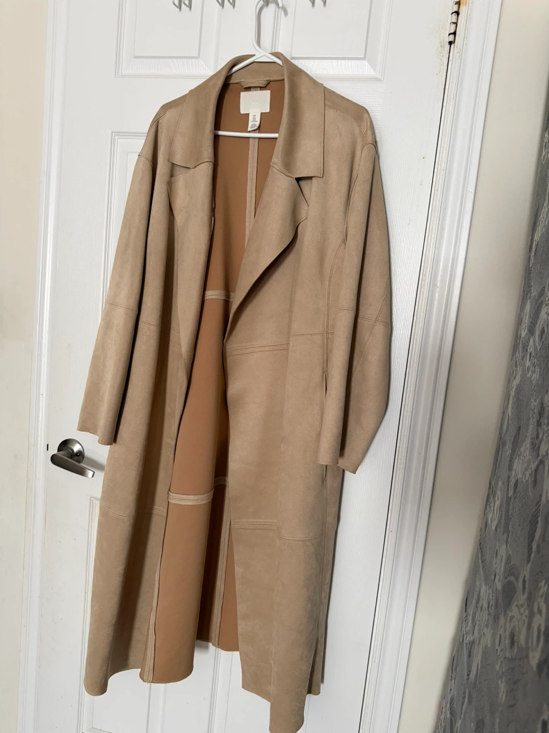 H&M Tan Suede-Look Trench Coat