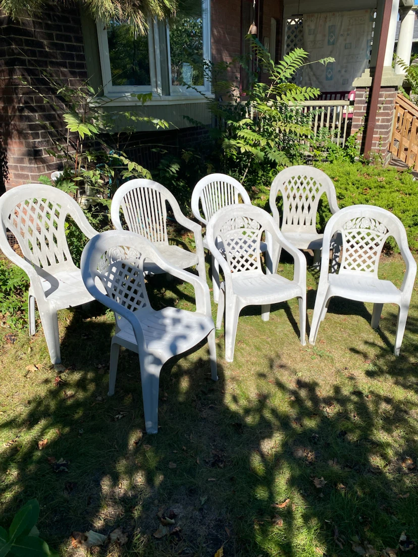 White Plastic Garden Chairs _ camping, cottage, outdoor