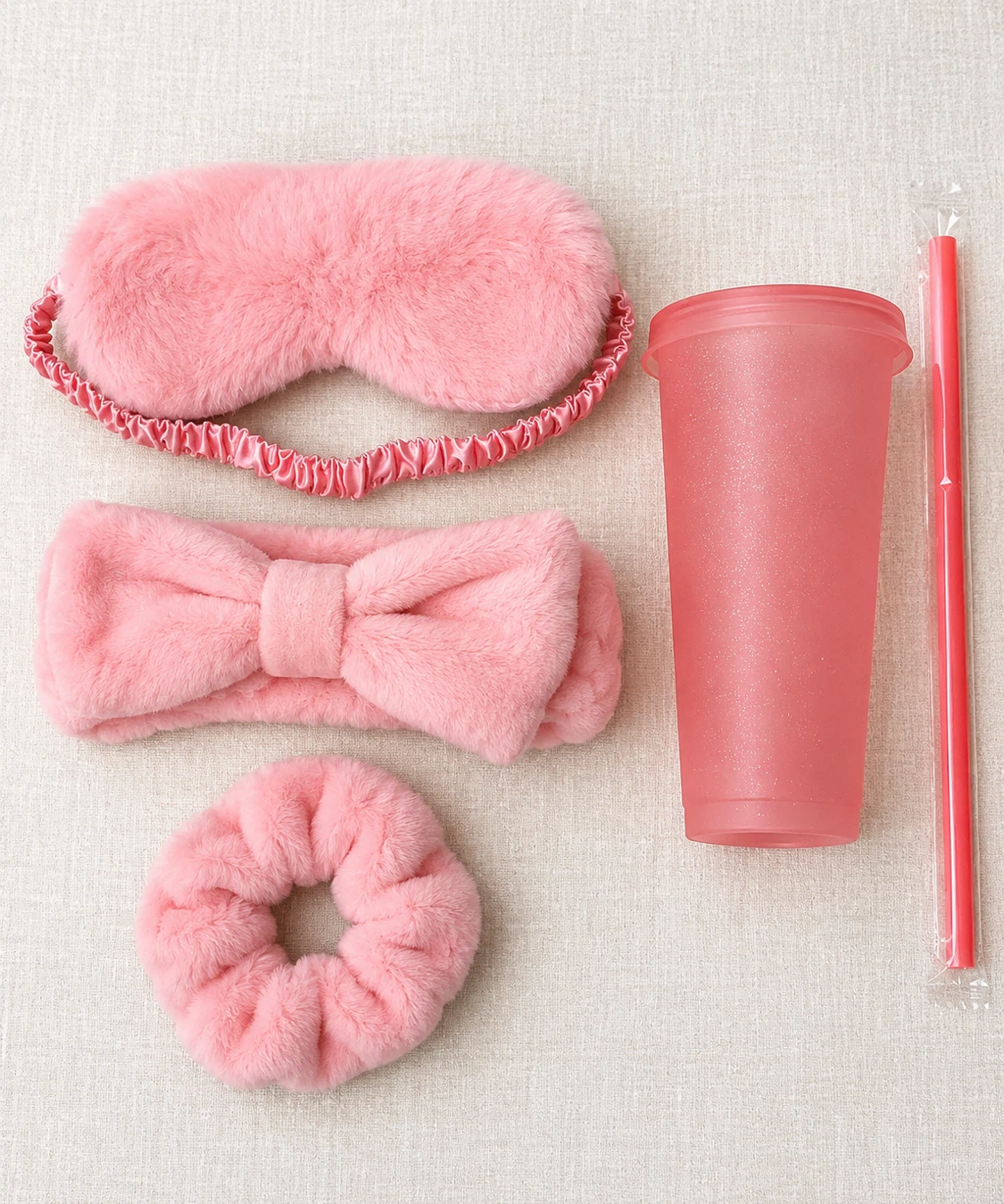 NEW Pink Faux Fur Sleep and Skincare Set