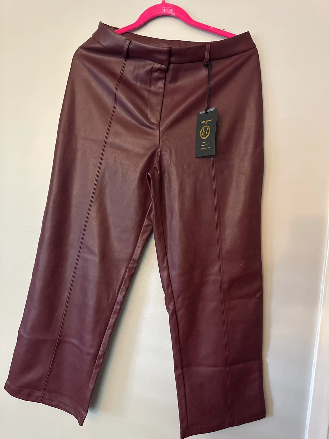 Kathy Ireland Faux Leather Pants Burgundy - photo 2
