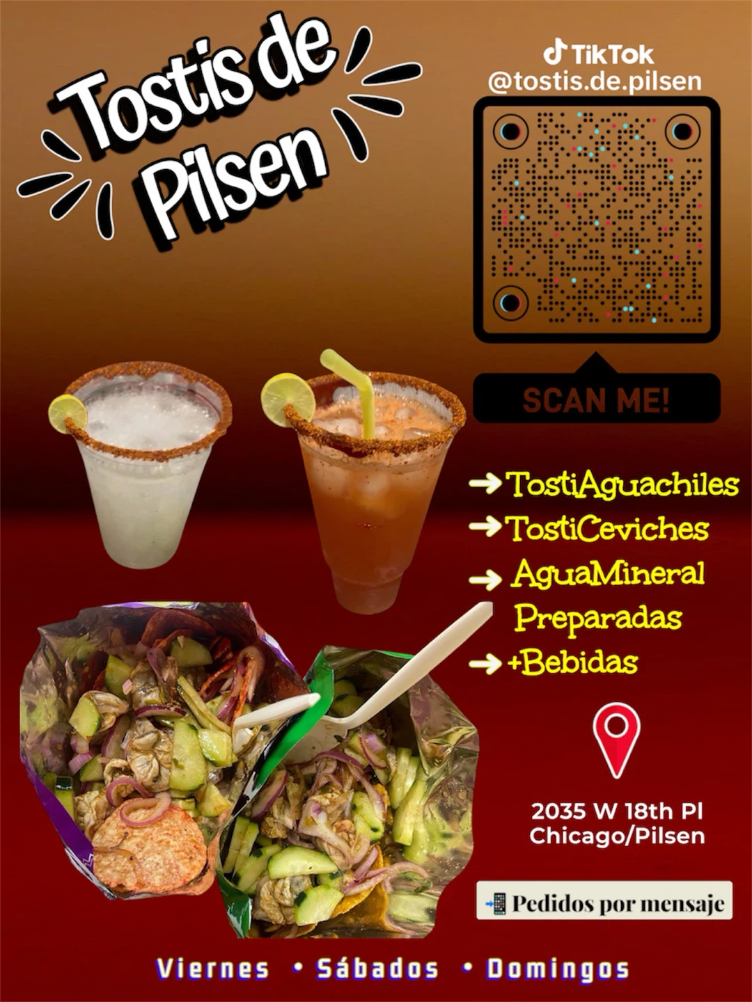 Tostis de Pilsen Snack and Drink Menu