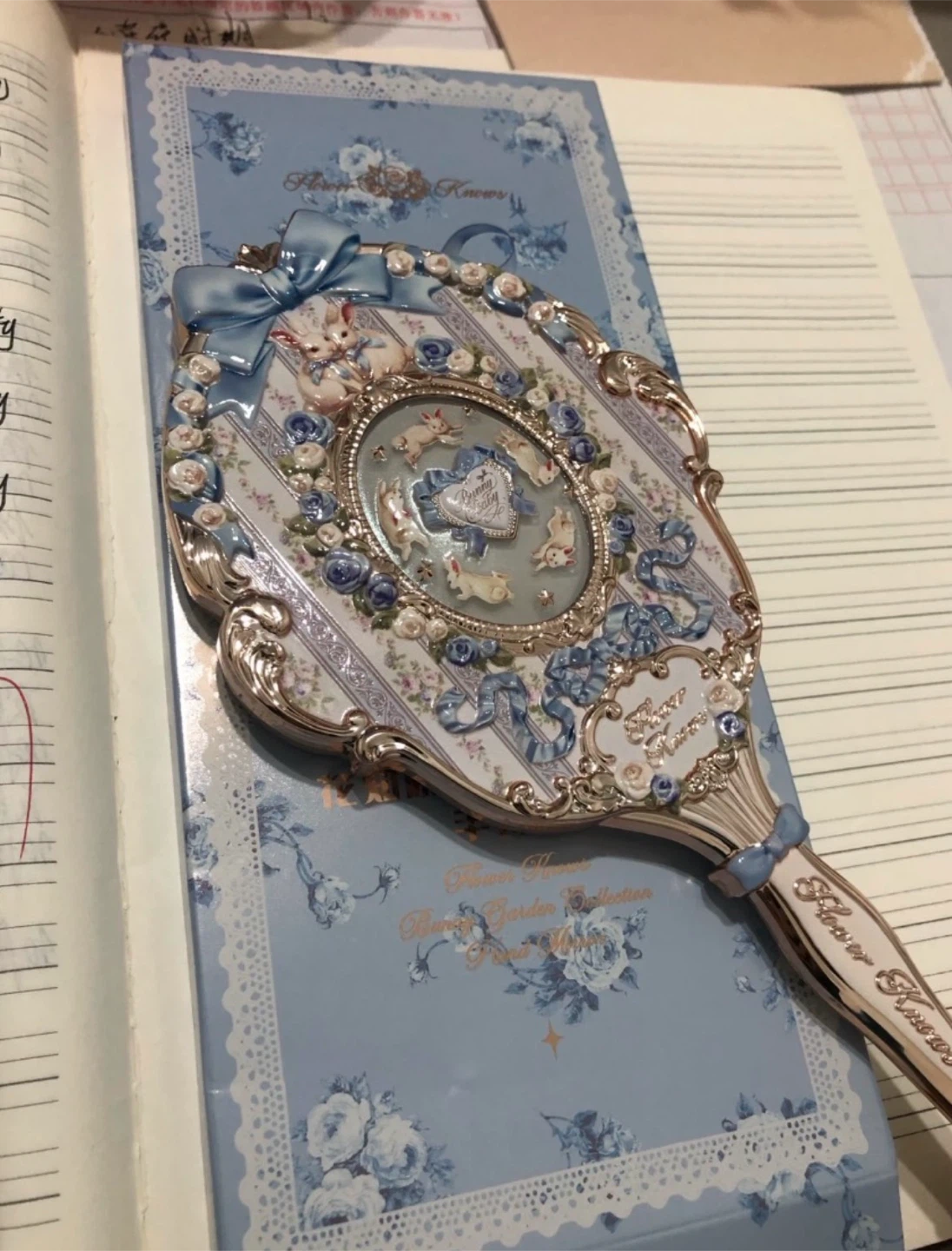 Flower Knows Bunny Garden Blue Hand Mirror 🐇 - photo 2