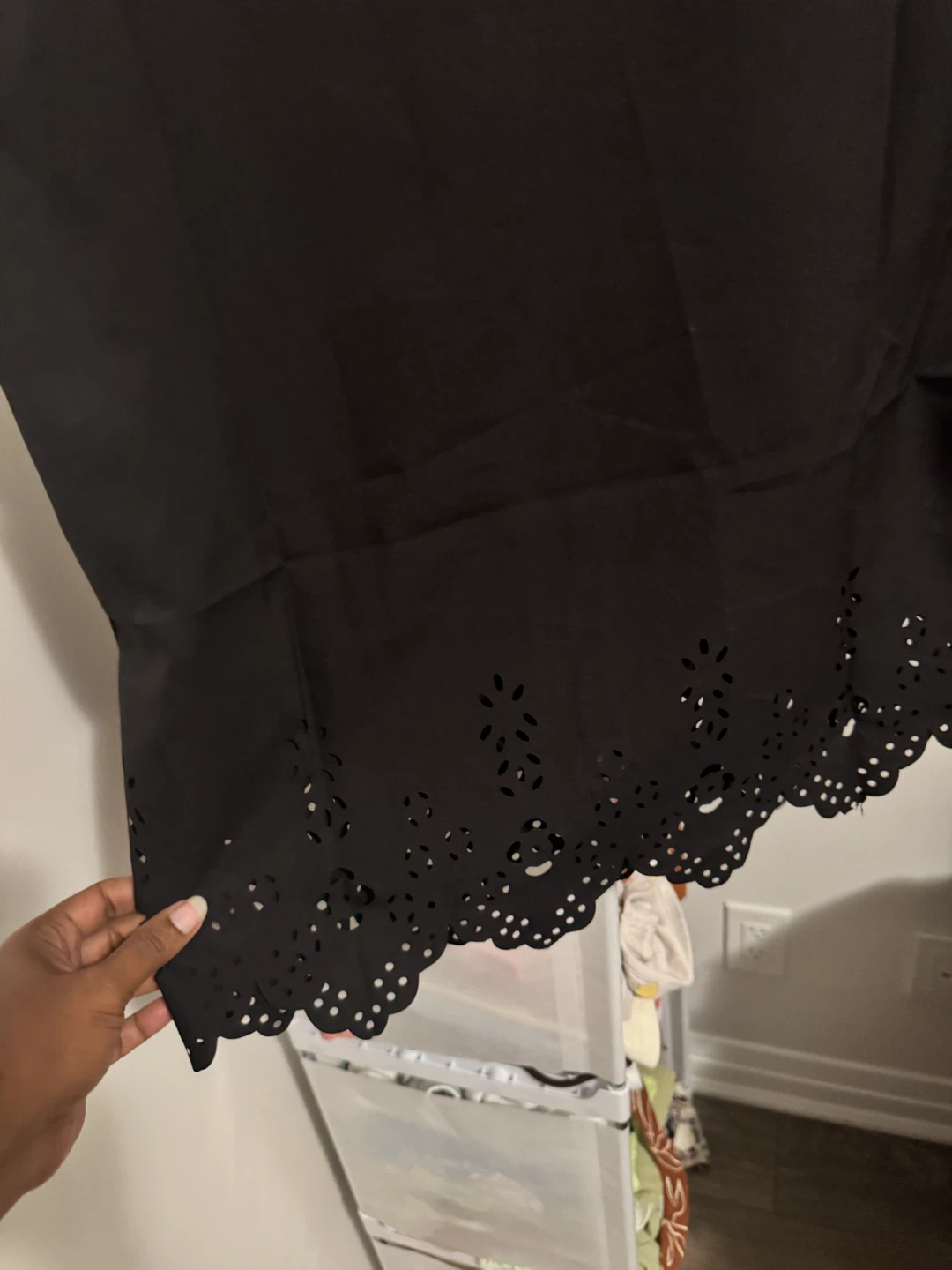 Black Eyelet Hem Top
