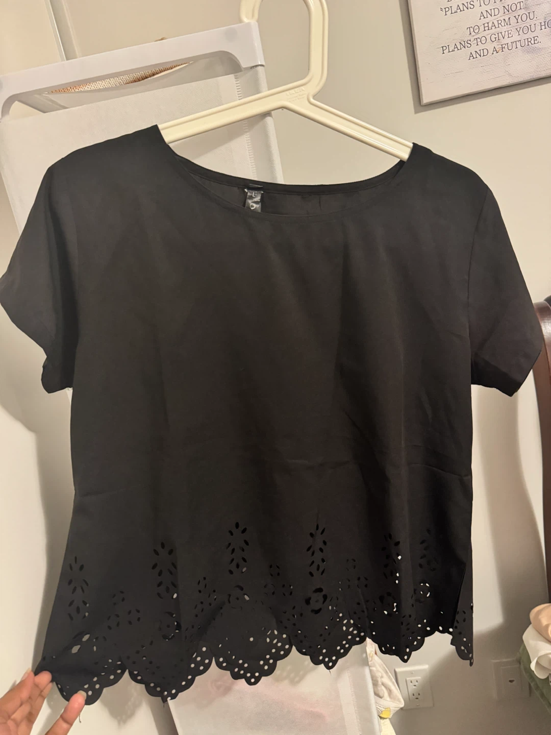 Black Eyelet Hem Top - photo 3